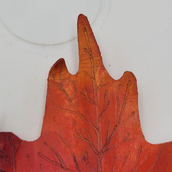 Vintage K & T Tovey Maple Tree Leaf Brooch/Pin Red Orange Autumn Fall Fashion - Picture 4 of 16